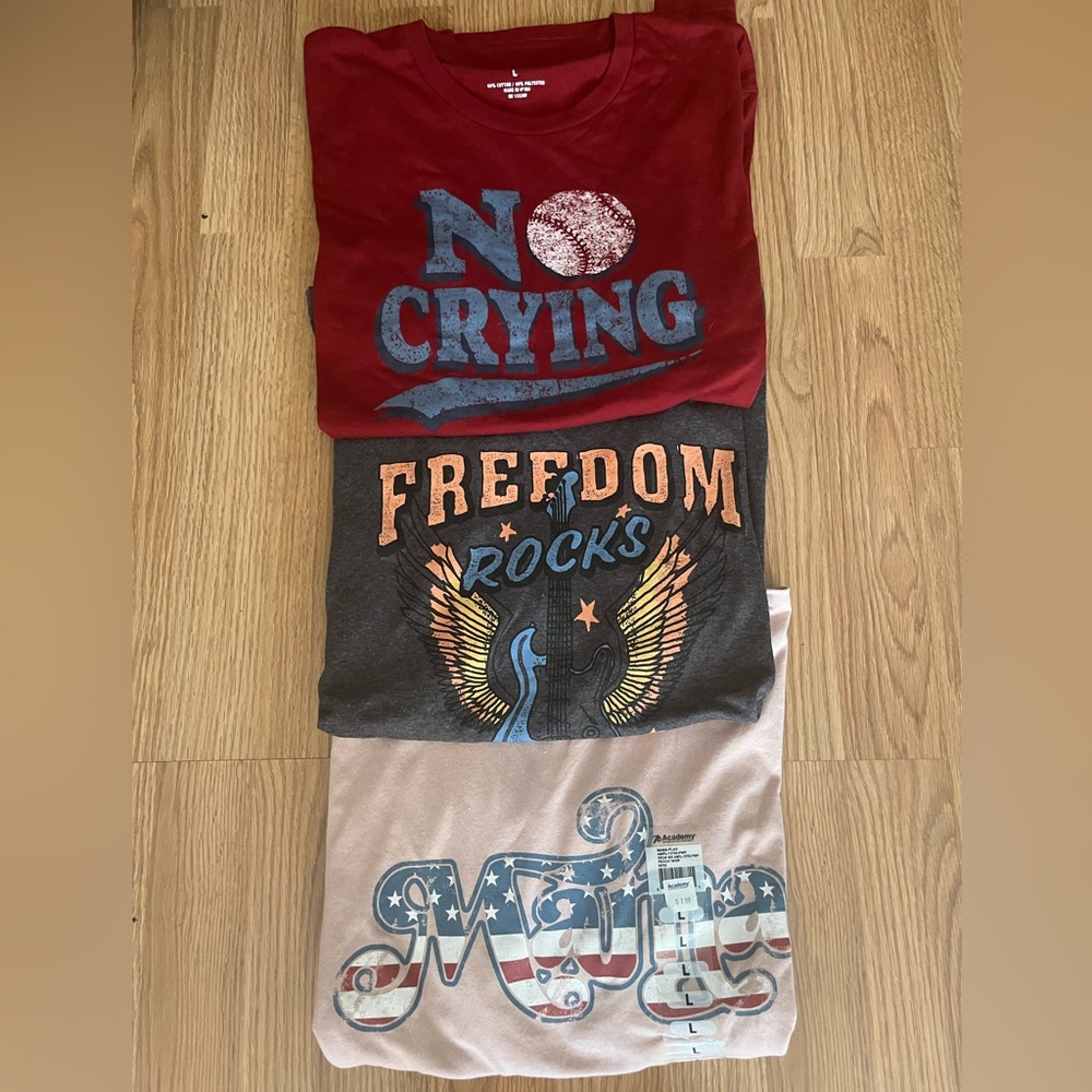 Graphic T-Shirts Bundle - Red, Gray, Pink
